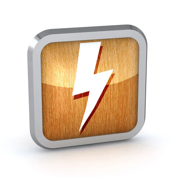 Wooden lightning icon on a white background — Stock Photo, Image