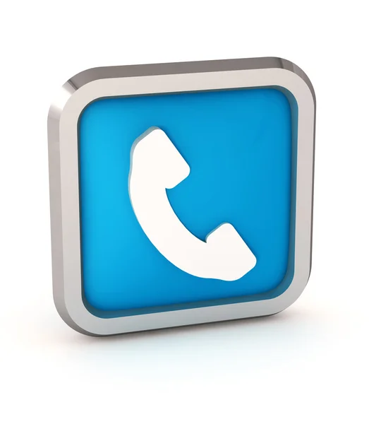 Blue phone button icon on a white background — Stock Photo, Image