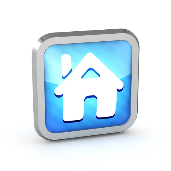 Blau gestreiftes Home-Button-Symbol auf weißem Hintergrund — Stockfoto