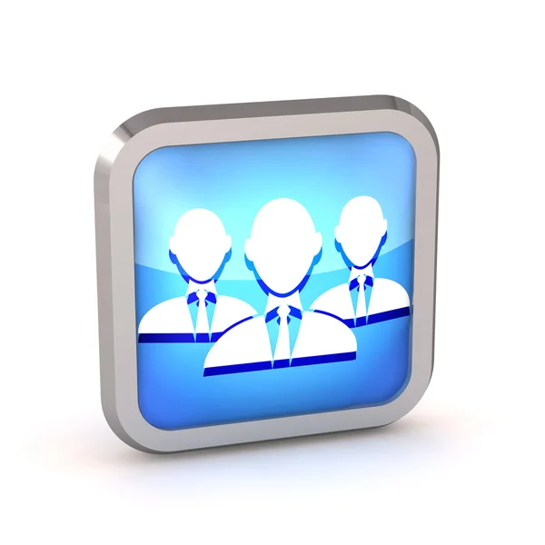 3d blaue Gruppe von Geschäftsmann-Ikone auf weißem Hintergrund — Stockfoto