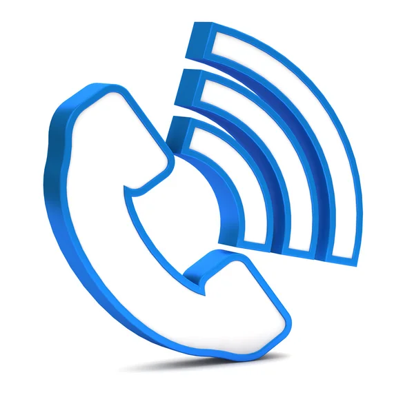 Telefon niebieski przycisk ikona na białym tle — Zdjęcie stockowe