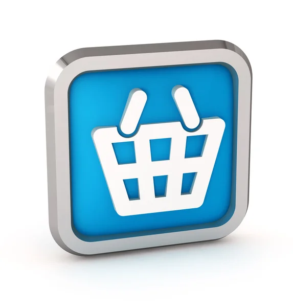 Blue shopping basket icon on a white background — Stock Photo, Image