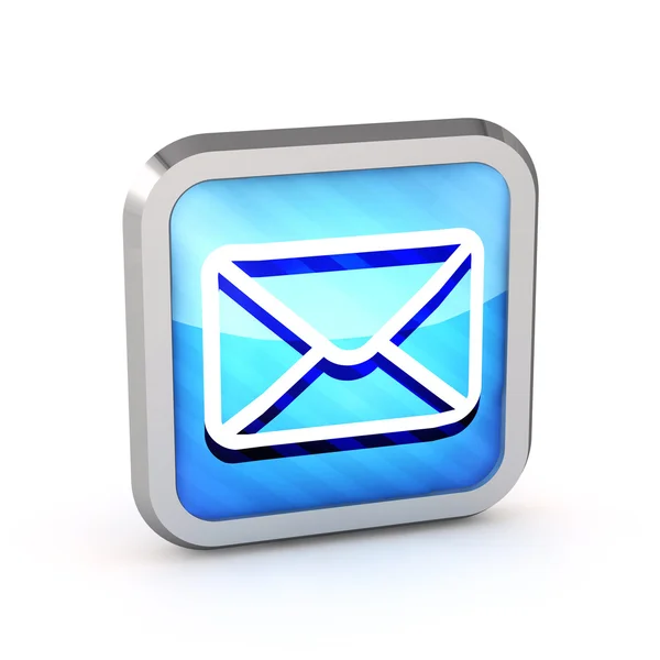 Ícone de e-mail listrado azul em um fundo branco — Fotografia de Stock