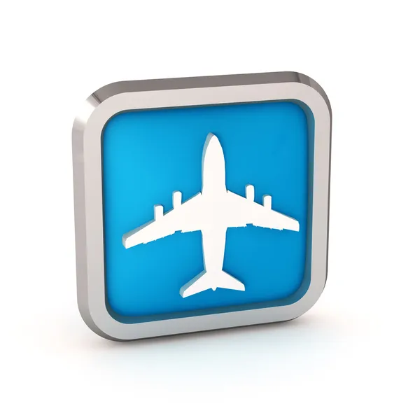 흰색 배경에 파란색 비행기 아이콘 — 스톡 사진