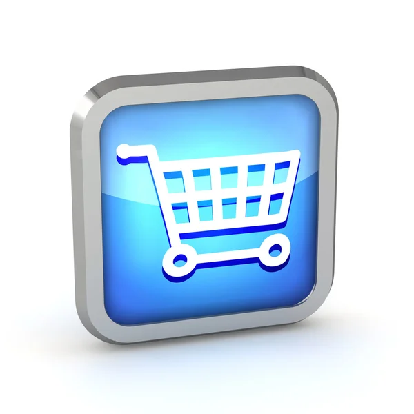 Blue shopping cart icon on a white background — Stock Photo, Image