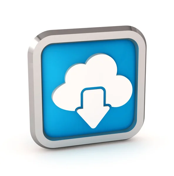 Blue download from cloud icon on a white background — Stock Photo, Image