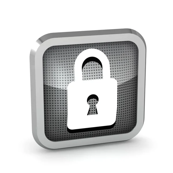 Metallic padlock icon on a white background — Stock Photo, Image