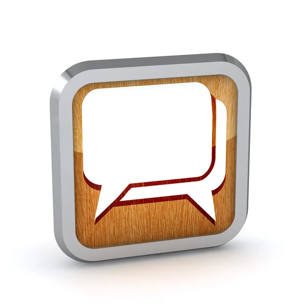 Wooden dialog icon on a white background — Stock Photo, Image