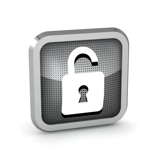 Metallic open padlock icon on a white background — Stock Photo, Image