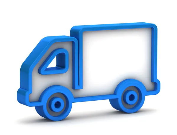 3D glansiga blå lastbil ikonen knapp på en vit bakgrund — Stockfoto