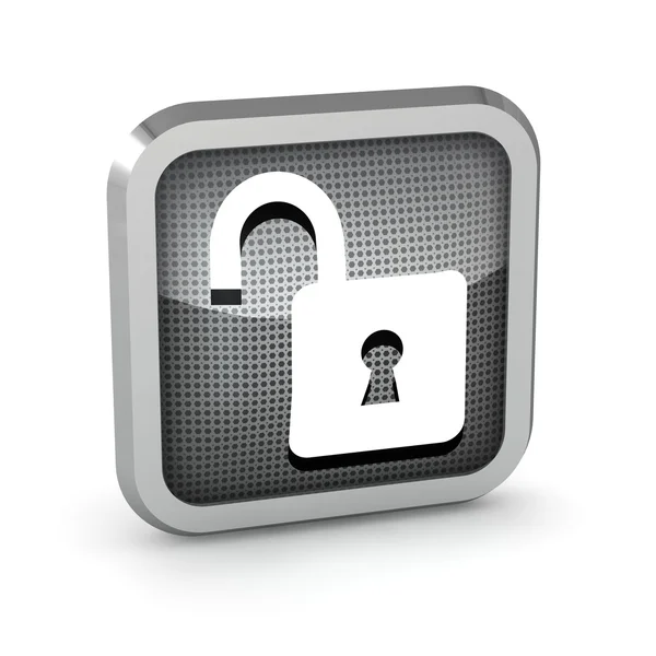 Metallic open padlock icon on a white background — Stock Photo, Image