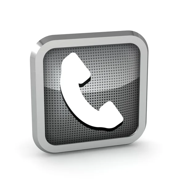 Metallic phone button icon on a white background — Stock Photo, Image