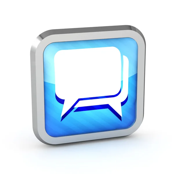 Blau gestreiftes Dialogsymbol auf weißem Hintergrund — Stockfoto