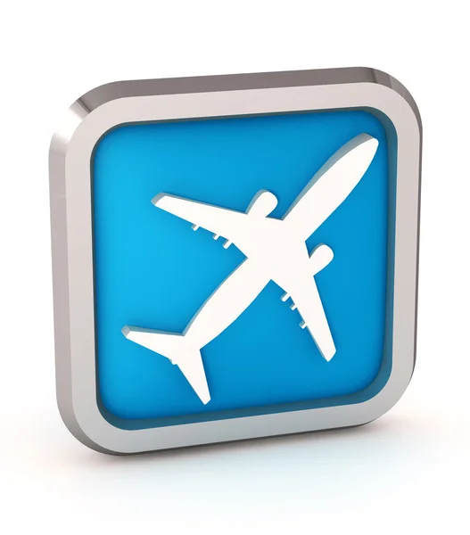 Blue airplane icon on a white background — Stock Photo, Image