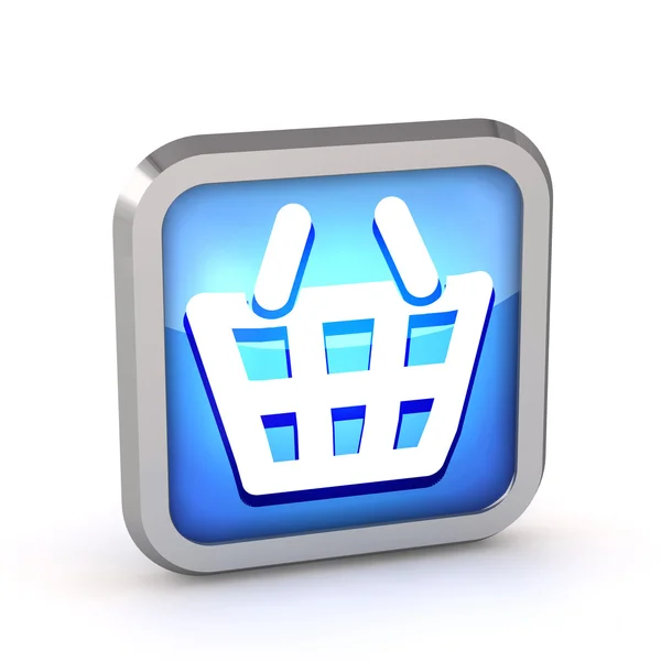 Blaues Warenkorb-Symbol auf weißem Hintergrund — Stockfoto
