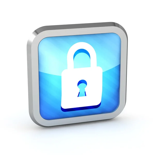 Blue striped padlock icon on a white background — Stock Photo, Image