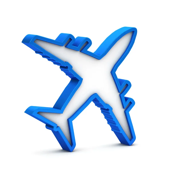 Blue airplane icon on a white background — Stock Photo, Image