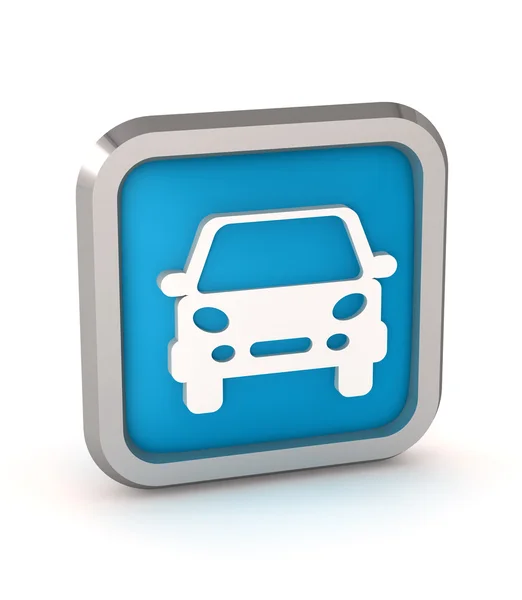 Ícone de botão azul do carro em um fundo branco — Fotografia de Stock