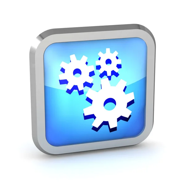 Blue icon with gears on a white background — Stock Photo, Image