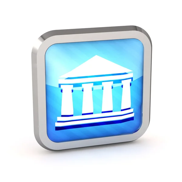 Блакитна смугаста іконка банку на білому тлі — стокове фото