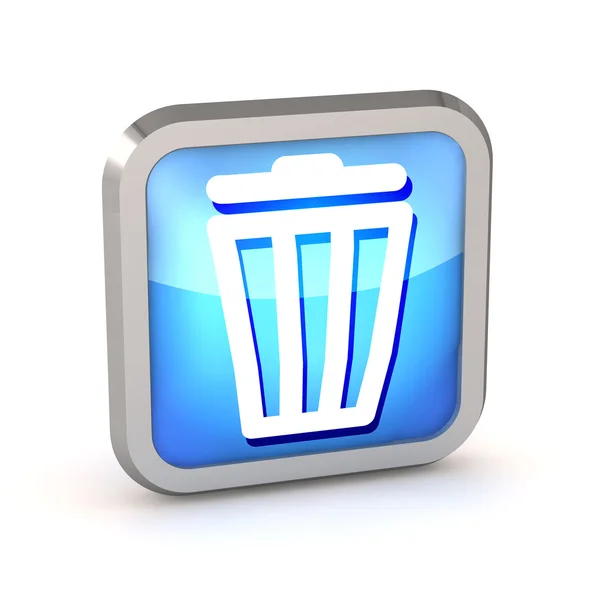 3d azul lixo bin ícone em um fundo branco — Fotografia de Stock
