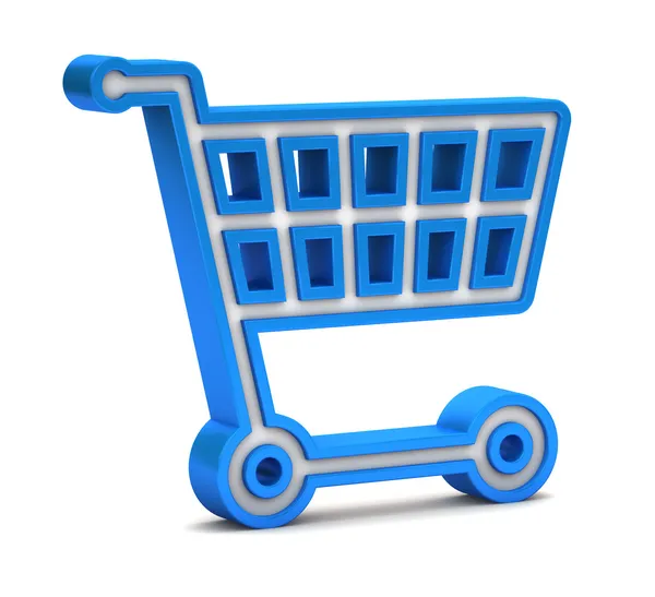 Blue shopping cart icon on a white background — Stock Photo, Image