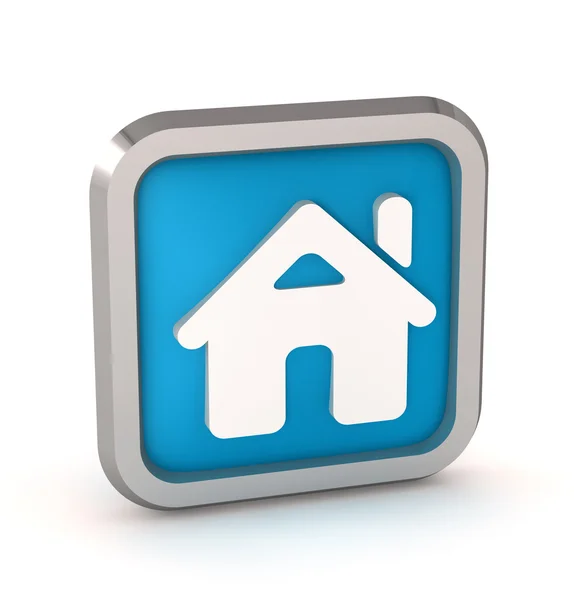 Blaues Home-Button-Symbol auf weißem Hintergrund — Stockfoto