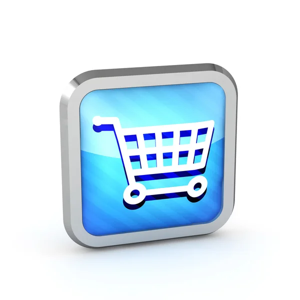 Blue striped shopping cart icon on a white background — Stock Photo, Image