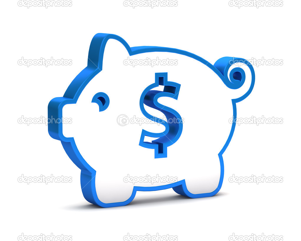blue icon with piggy bank on a white background