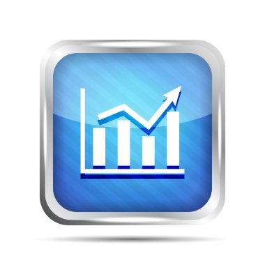 blue striped graph icon on a white background