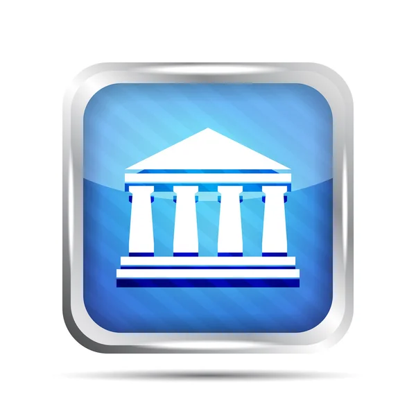 Blauwe gestreepte bank pictogram op een witte achtergrond — Stockvector