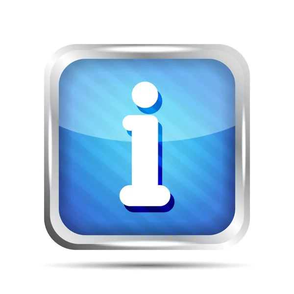 Azul a rayas botón icono de información sobre un fondo blanco — Vector de stock