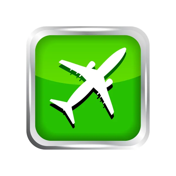 Green airplane icon on a white background — Stock Vector