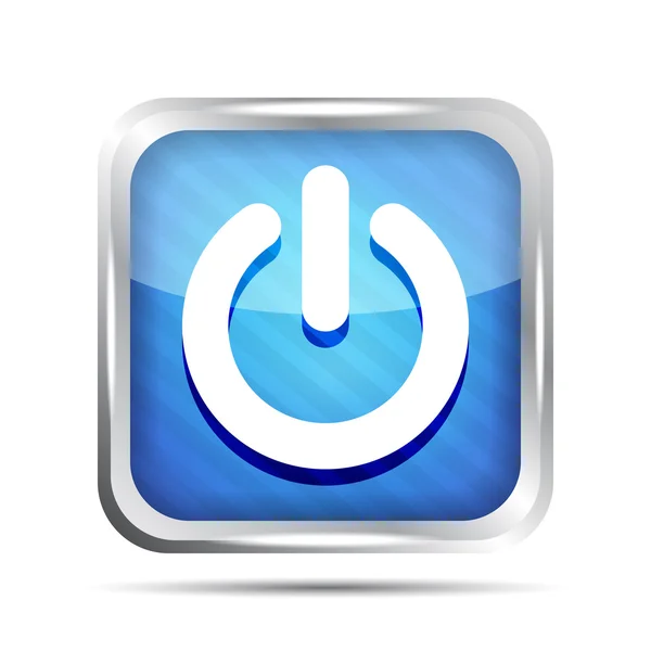 Blue striped power button icon on a white background — Stock Vector