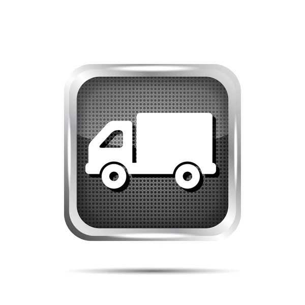 Kovový kamion ikona tlačítka na bílém pozadí — Stockový vektor