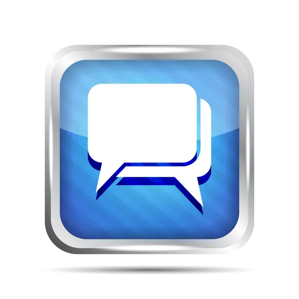 Ícone de diálogo listrado azul em um fundo branco — Vetor de Stock