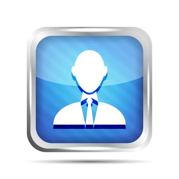 Blauwe gestreepte zakenman pictogram op een witte achtergrond — Stockvector