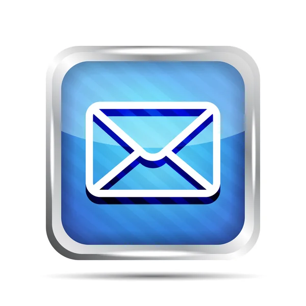 Icône de bouton email rayé bleu sur un fond blanc — Image vectorielle