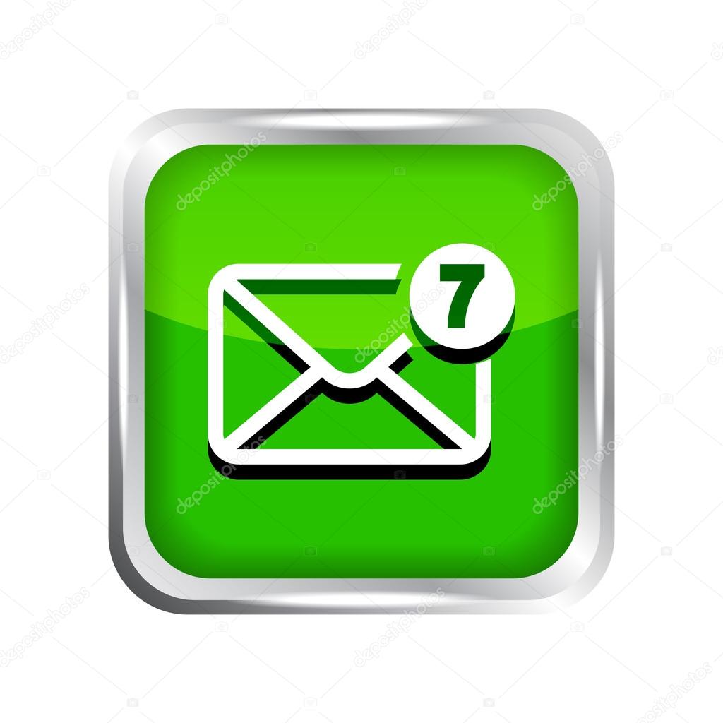 green mail icon with unread messages on a white background