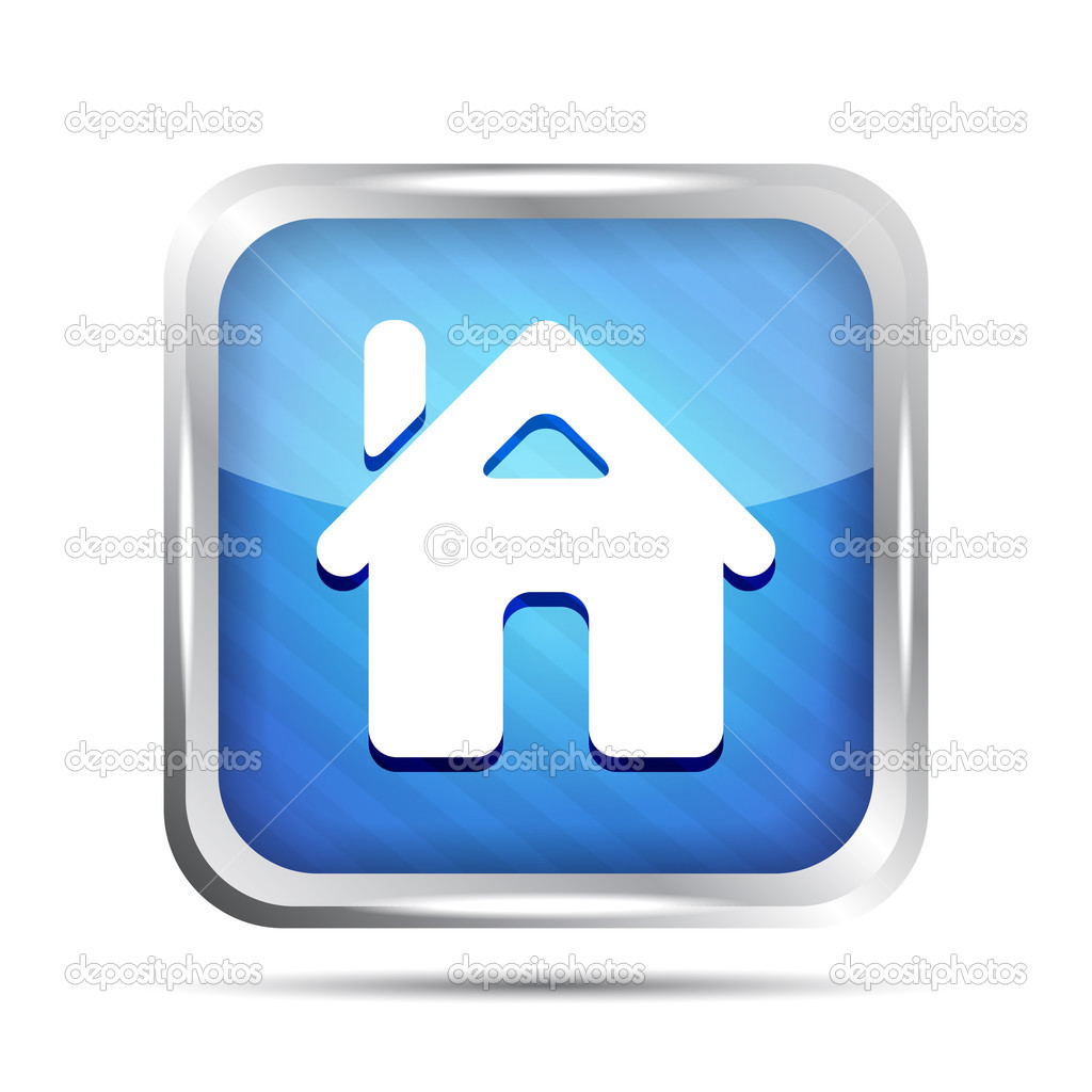 blue striped home button icon on a white background