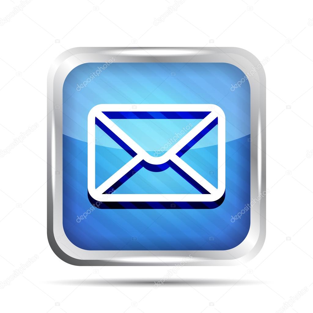 blue striped email button icon on a white background