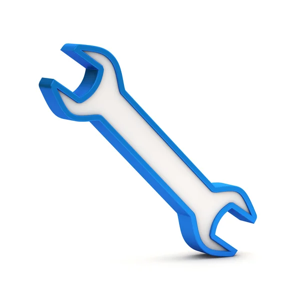 Icona con chiave blu su sfondo bianco — Foto Stock