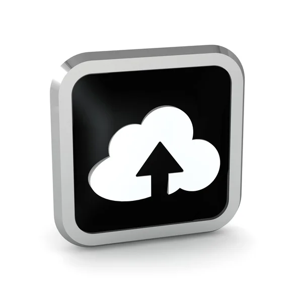 Icona nera con nuvola e freccia di caricamento su sfondo bianco — Foto Stock