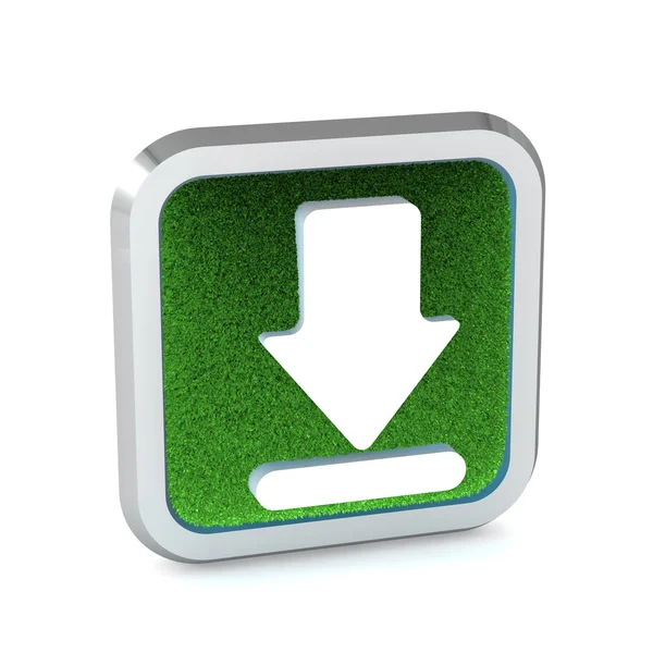 Green grass download icon on a white background — Stock Photo, Image