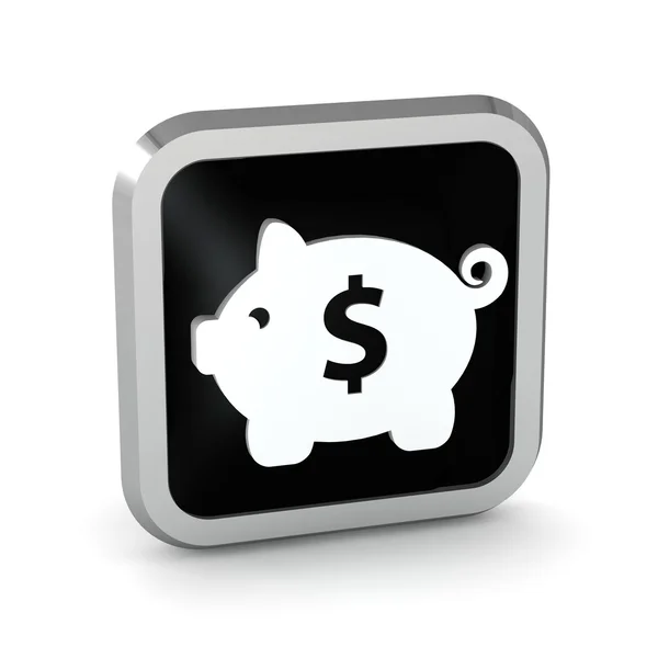 Black piggy bank icon on white background — Stock Photo, Image