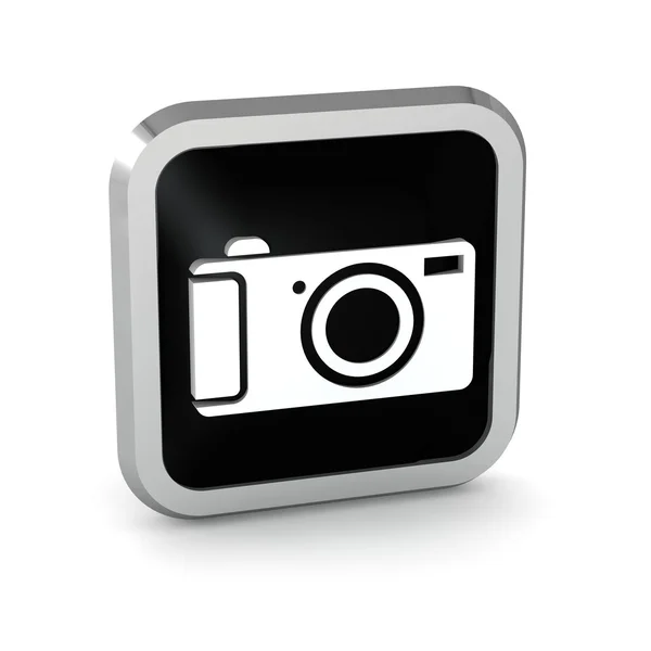 Black digital camera icon button on a white background — Stock Photo, Image