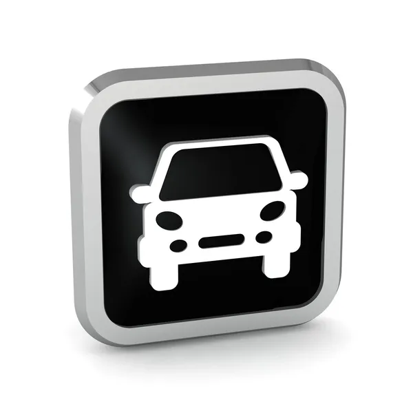 Ícone de botão de carro preto em um fundo branco — Fotografia de Stock