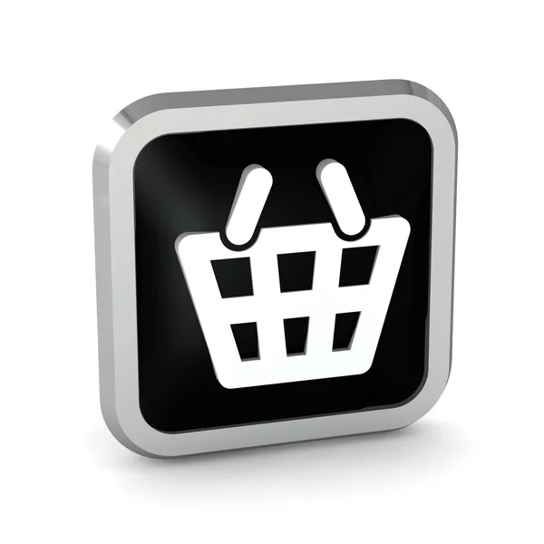 Black shopping basket icon on a white background — Stock Photo, Image