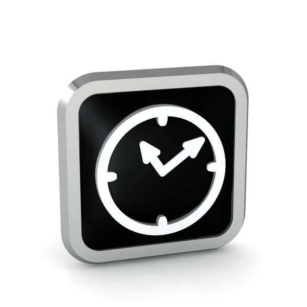 Icono de reloj negro sobre fondo blanco —  Fotos de Stock