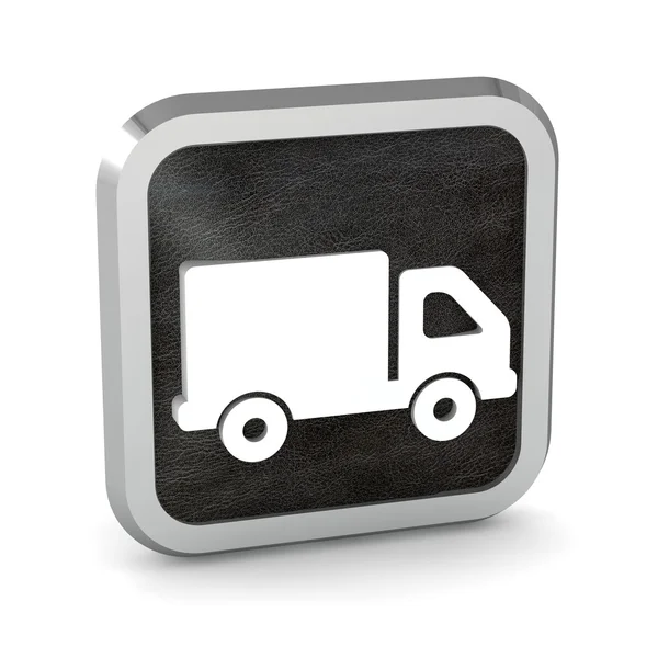 Pulsante icona camion nero su sfondo bianco — Foto Stock